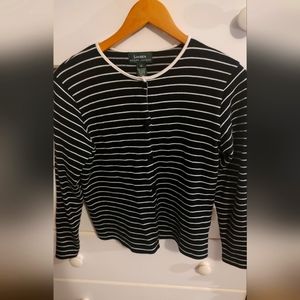 Ralph Lauren button up sweater cardigan size medium black & cream